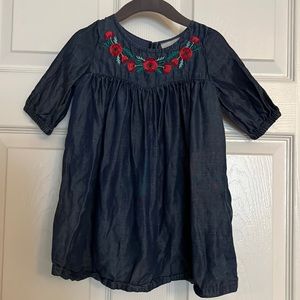 Embroidered chambray dress